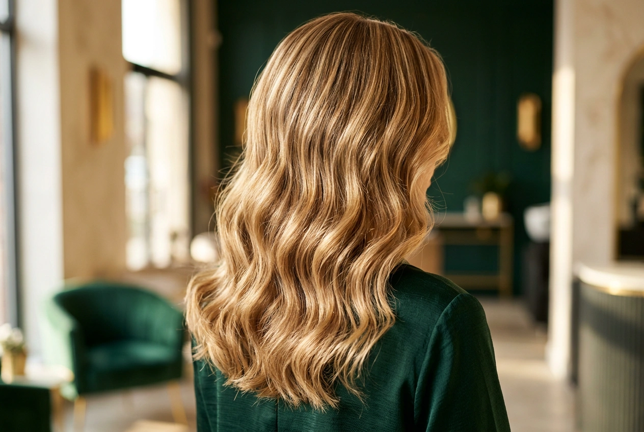 Blonde highlights met zachte glans, gemaakt bij Studio 23