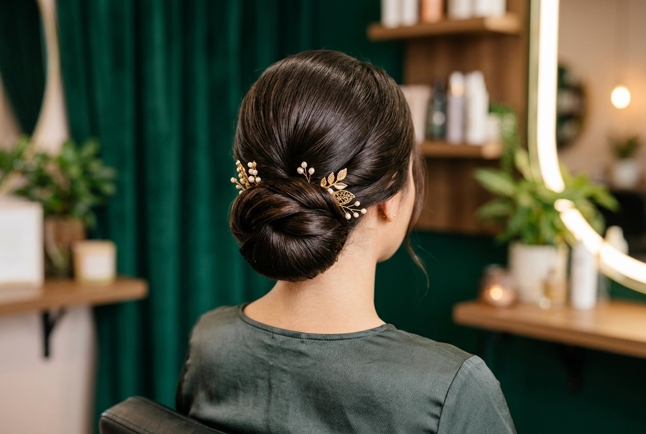 Haar wordt in model geföhnd in de salon van Studio 23